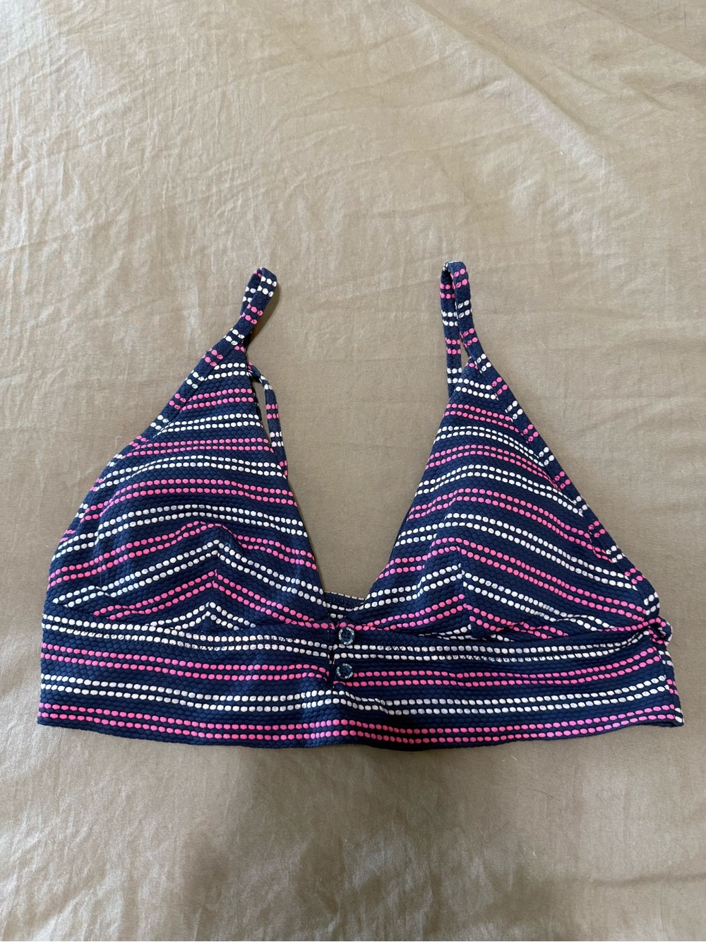 aerie Navy, Pink and White Striped Triangle Bikini Top